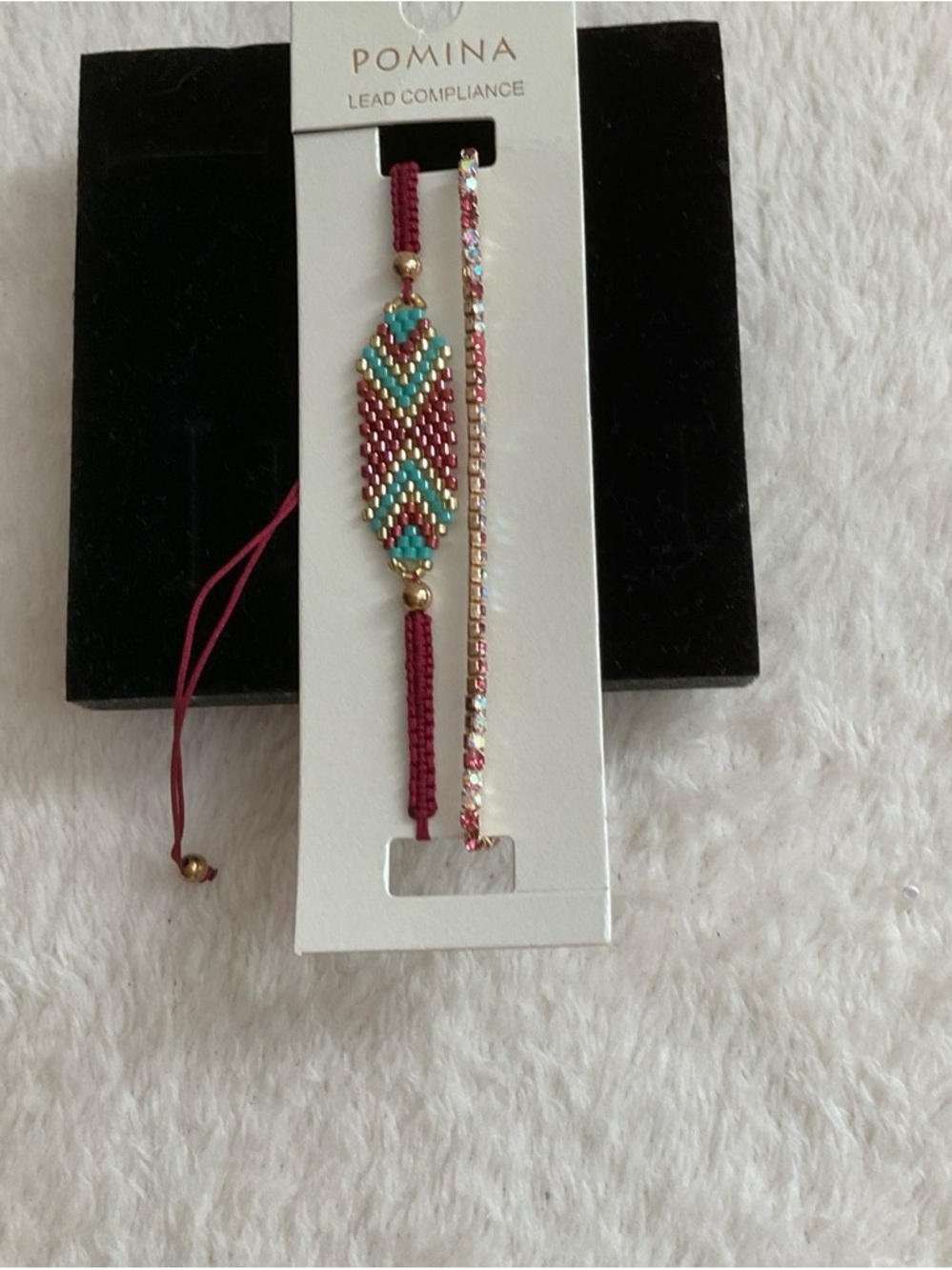 Pomina Burgundy and Turquoise Beaded Friendship Bracelet Set